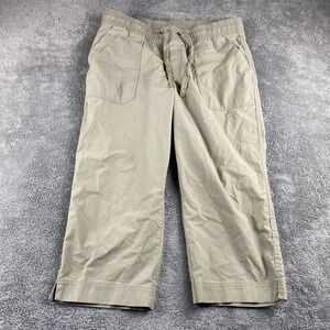 Eddie Bauer Capris Pants Womens 12 Beige Tie Waist Mid Rise